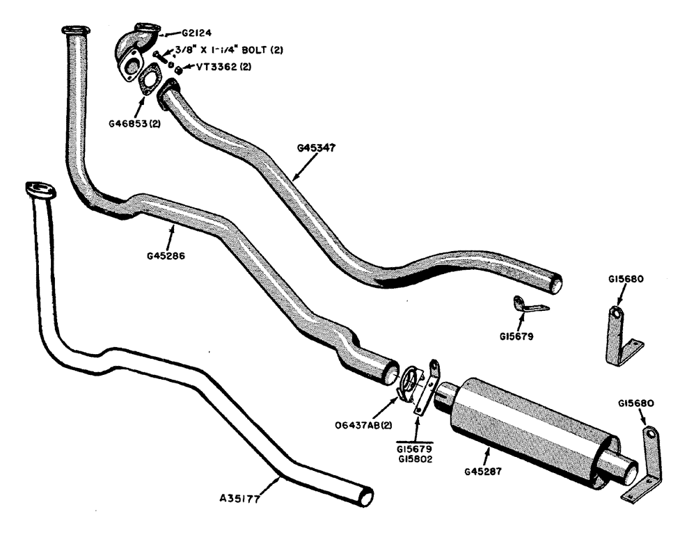 Схема запчастей Case IH 630 - (030) - UNDERNEATH MUFFLER (02) - ENGINE
