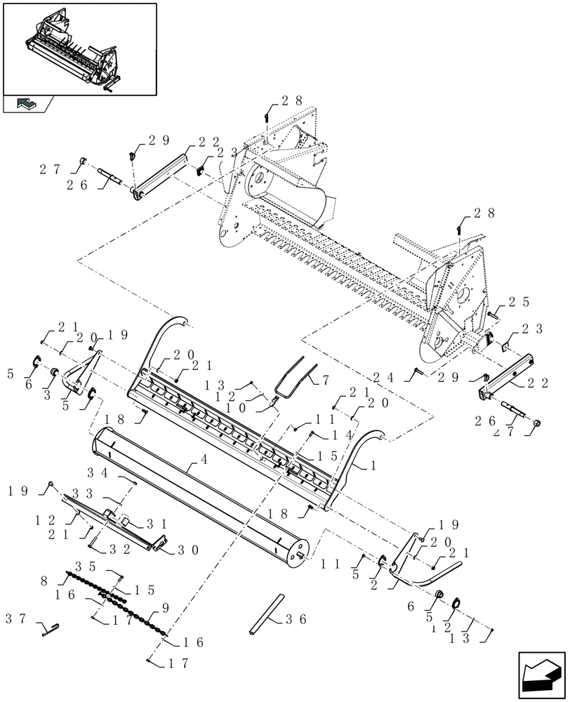 Схема запчастей Case IH LBX332R - (08.017[01]) - ROLLER WINDGUARD (08) - SHEET METAL/DECALS