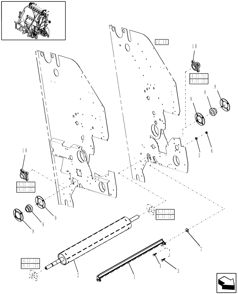 Схема запчастей Case IH RBX463 - (14.16) - STARTER ROLL & RAKE, STUFFER FEEDER (14) - BALE CHAMBER