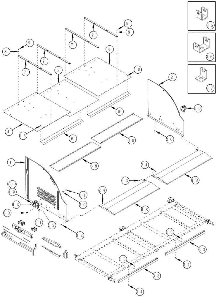 Схема запчастей Case IH CPX620 - (09D-16) - BASKET DOOR, COVERS AND SHIELDS (16) - BASKET