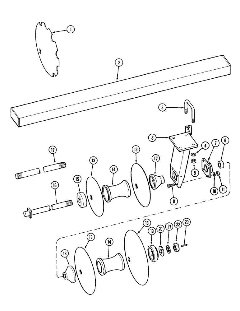 Схема запчастей Case IH RPW - (128) - REAR GANG - 9 INCH (228.6 MM) SPACING, 10 FOOT (3.1 M) CUT 