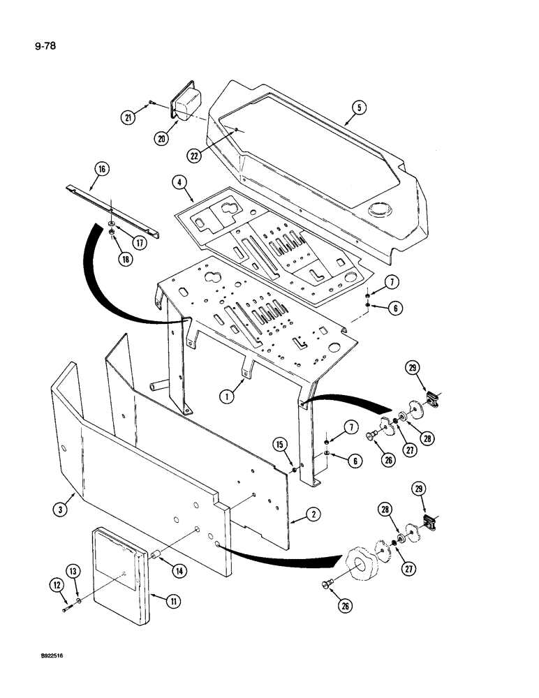 Схема запчастей Case IH 9250 - (9-078) - CAB CONTROL CONSOLE (09) - CHASSIS/ATTACHMENTS