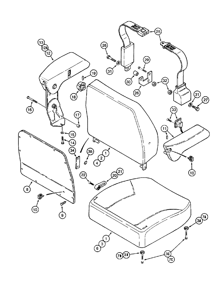 Схема запчастей Case IH 8950 - (9-052) - DELUXE AIR SUSPENSION SEAT, CUSHIONS, ARM RESTS, AND SEAT BELT (09) - CHASSIS/ATTACHMENTS