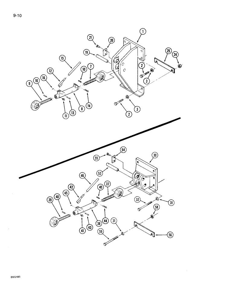 Схема запчастей Case IH 9230 - (9-010) - HITCH UPPER LINK MOUNT, P.I.N. JCB0028400 AND AFTER, WITHOUT PTO (09) - CHASSIS/ATTACHMENTS