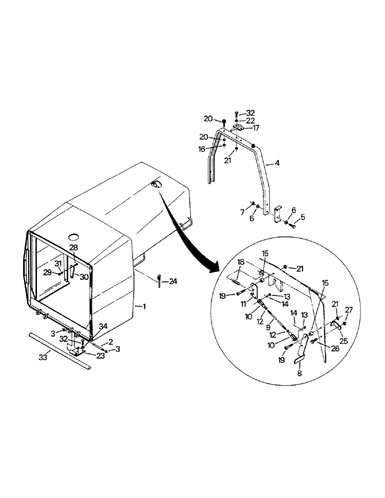 Схема запчастей Case IH CP-1400 - (06-5) - HOOD AND MOUNTING, LATER STYLE, TILT-UP (12) - FRAME