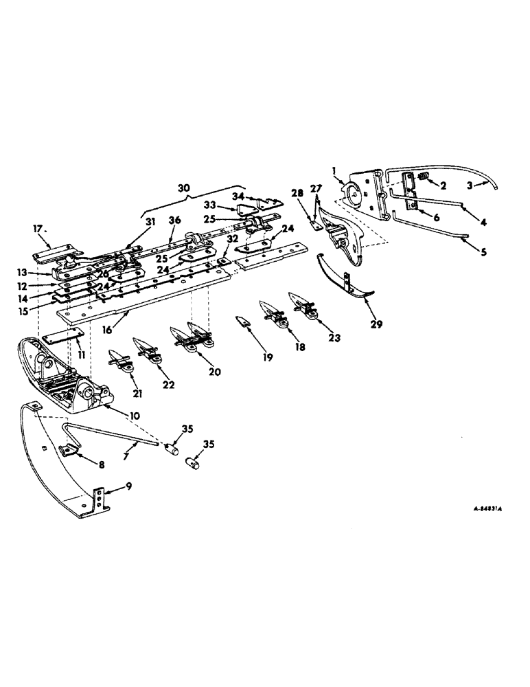 Схема запчастей Case IH 230 - (J-11) - CUTTER BAR, KNIVES, LEDGER PLATE GAUGE AND RELATED PARTS 