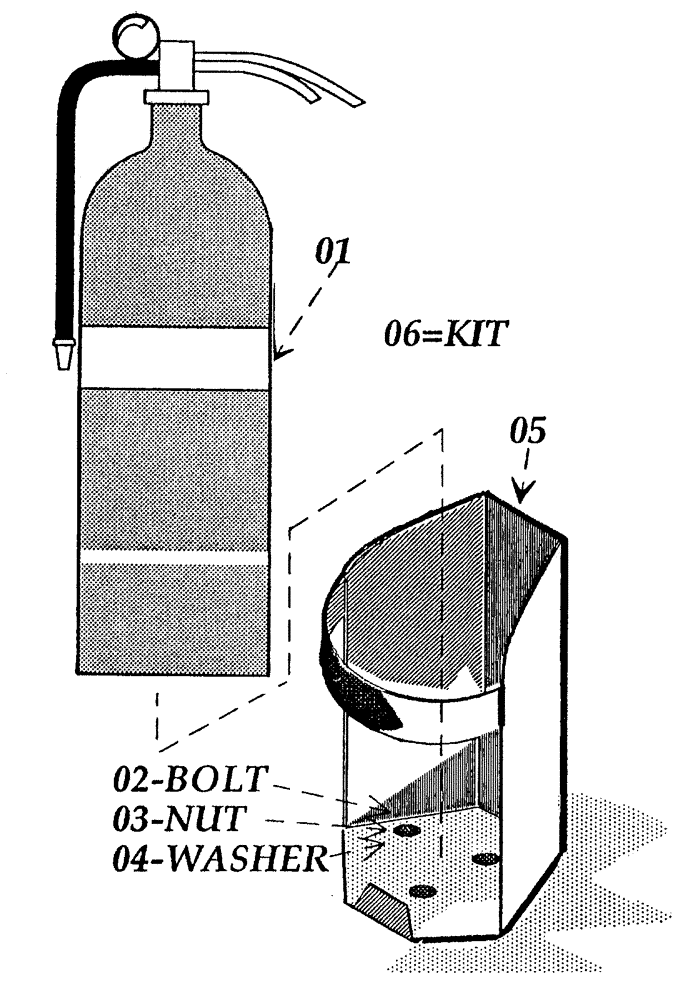 Схема запчастей Case IH 7700 - (A04[25]) - FIRE EXTINGUISHER KIT Mainframe & Functioning Components