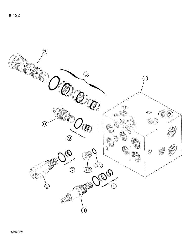 Схема запчастей Case IH 950 - (8-132) - CONTROL VALVE ASSEMBLY, PLANTER, 8 ROW WIDE AND 12 ROW NARROW, VERTICAL FOLD (08) - HYDRAULICS