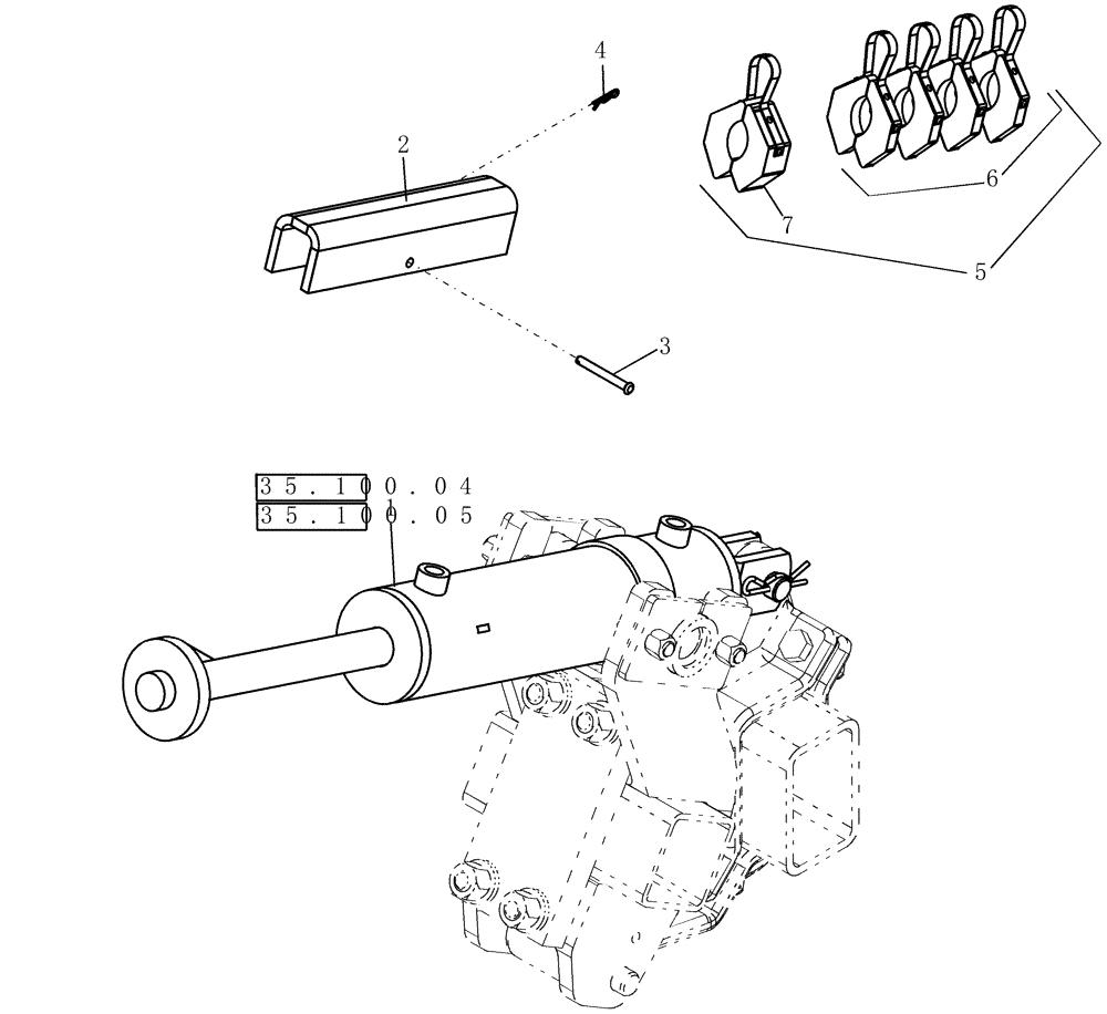 Схема запчастей Case IH 40 - (35.100.07) - SUBBAR CYLINDER SAFETY LOCK (35) - HYDRAULIC SYSTEMS