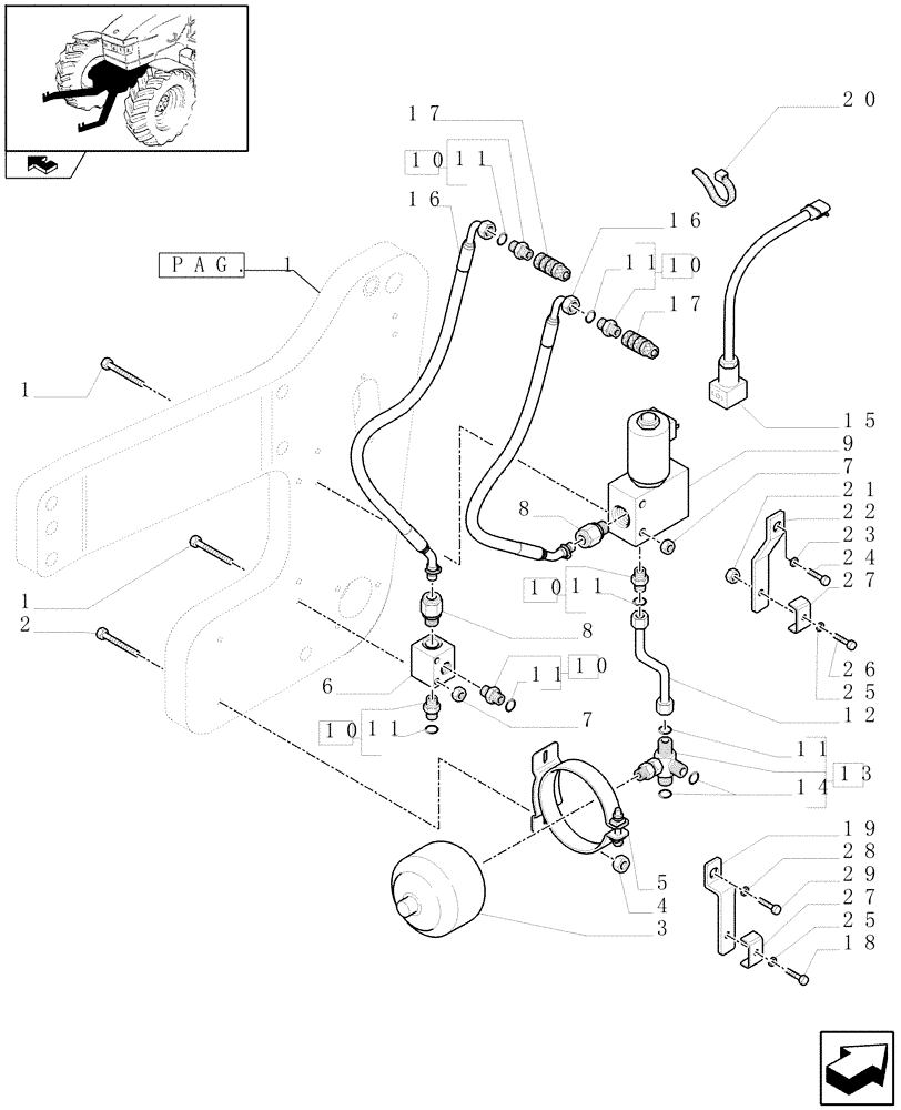 Схема запчастей Case IH PUMA 140 - (1.81.9/02[03]) - NOT INTEGRATED FRONT HPL WITH 6 SPLINES PTO - PIPES - C6335 (VAR.330813) (07) - HYDRAULIC SYSTEM