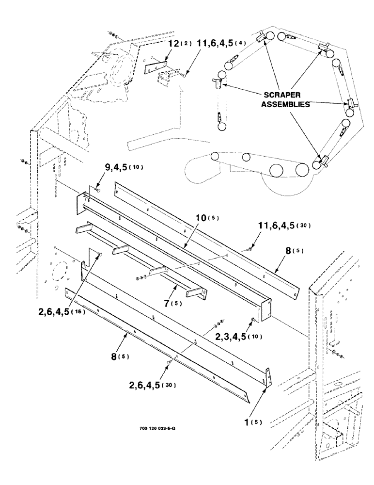 Схема запчастей Case IH 8480 - (6-02) - ROLLER SCRAPER AND BELT GUIDE ASSEMBLIES (14) - BALE CHAMBER