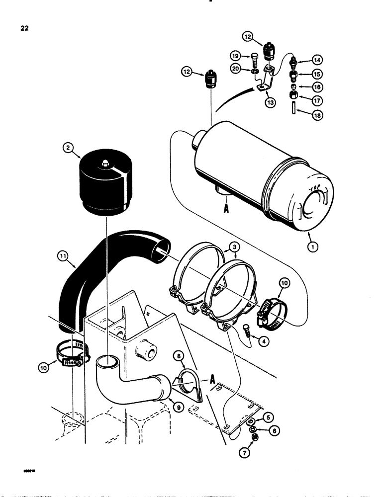 Схема запчастей Case IH 1845 - (022) - AIR CLEANER AND PRE-CLEANER MOUNTING PARTS, MACHINE WITH DIESEL ENGINE (10) - ENGINE