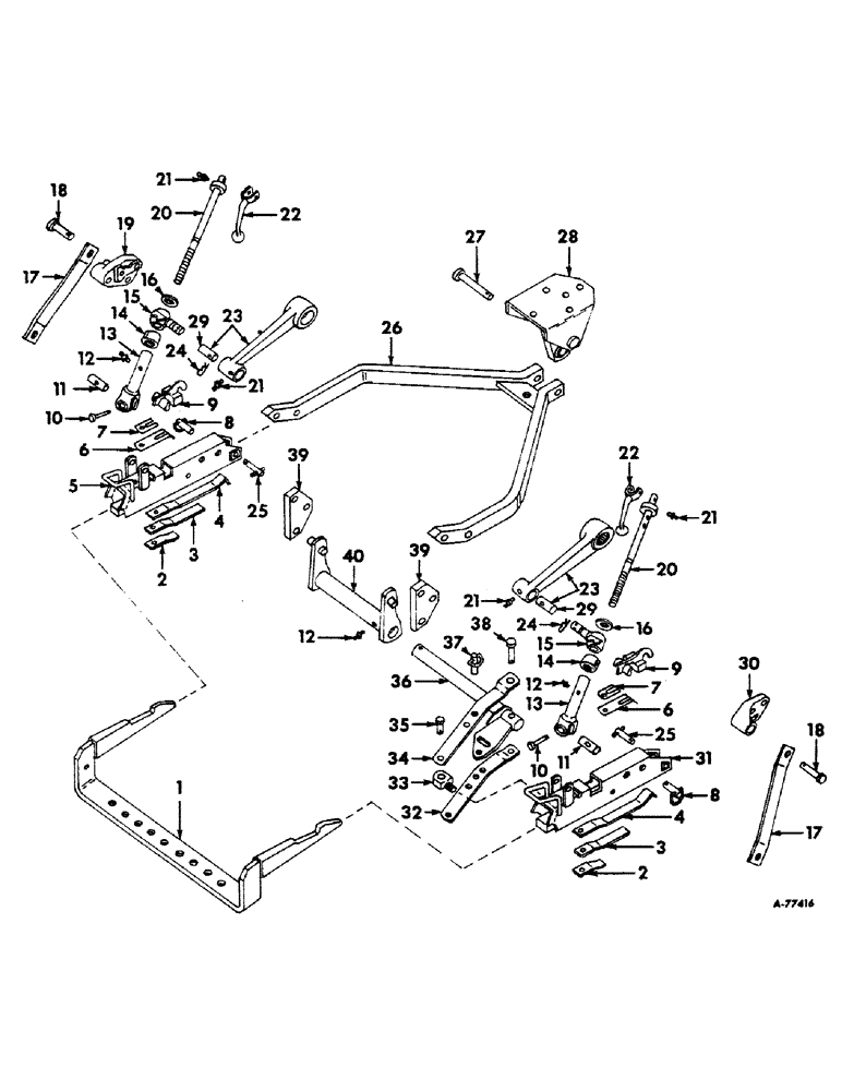 Схема запчастей Case IH 606 - (160) - DRAWBARS AND HITCHES, TWO POINT FAST HITCH Drawbar & Hitches