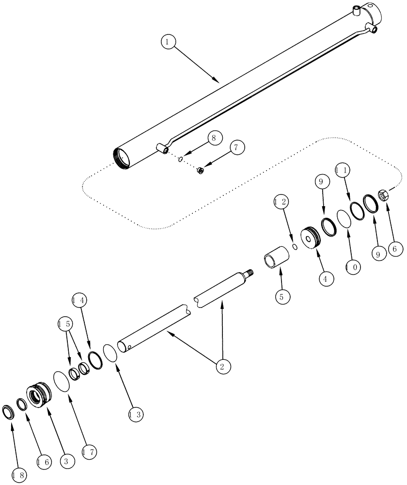 Схема запчастей Case IH CPX610 - (08-34) - BASKET LIFT INTERMEDIATE CYLINDER ASSEMBLY - BSN JJC0250200 (07) - HYDRAULICS