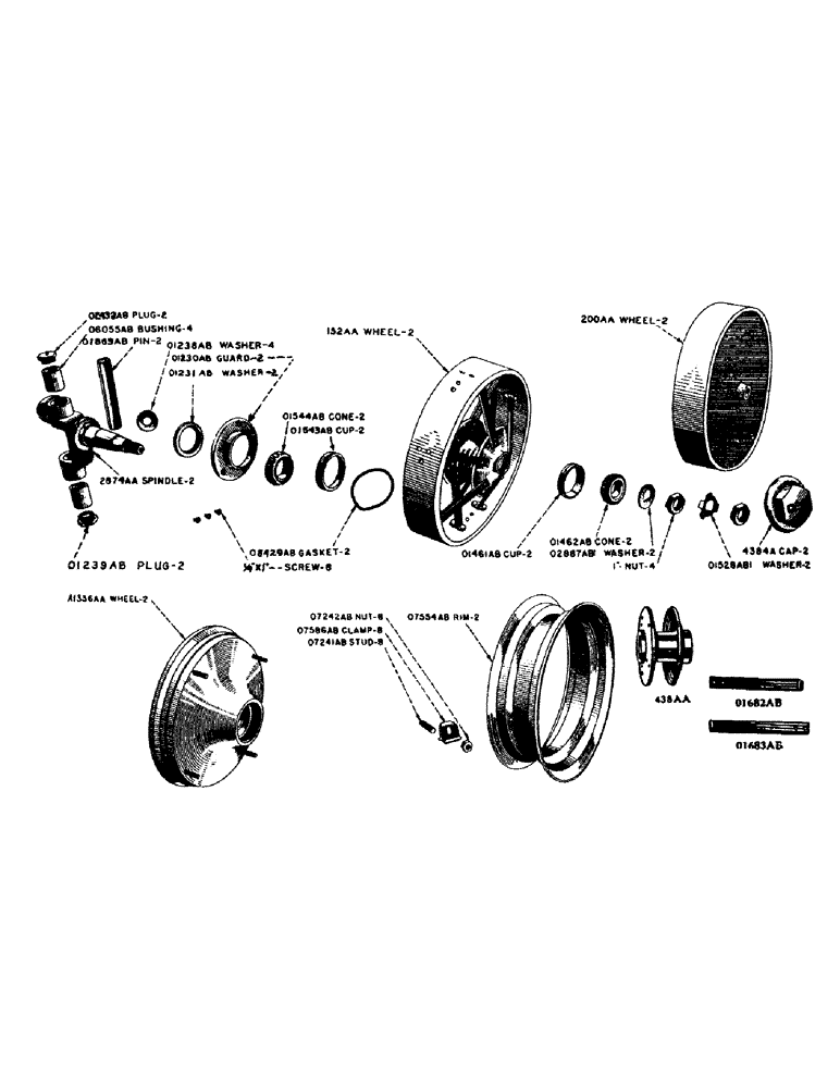 Схема запчастей Case IH D-SERIES - (101) - FRONT WHEELS AND SPINDLE, FOR "D" - "DH" - "DO" - "DV" (06) - POWER TRAIN