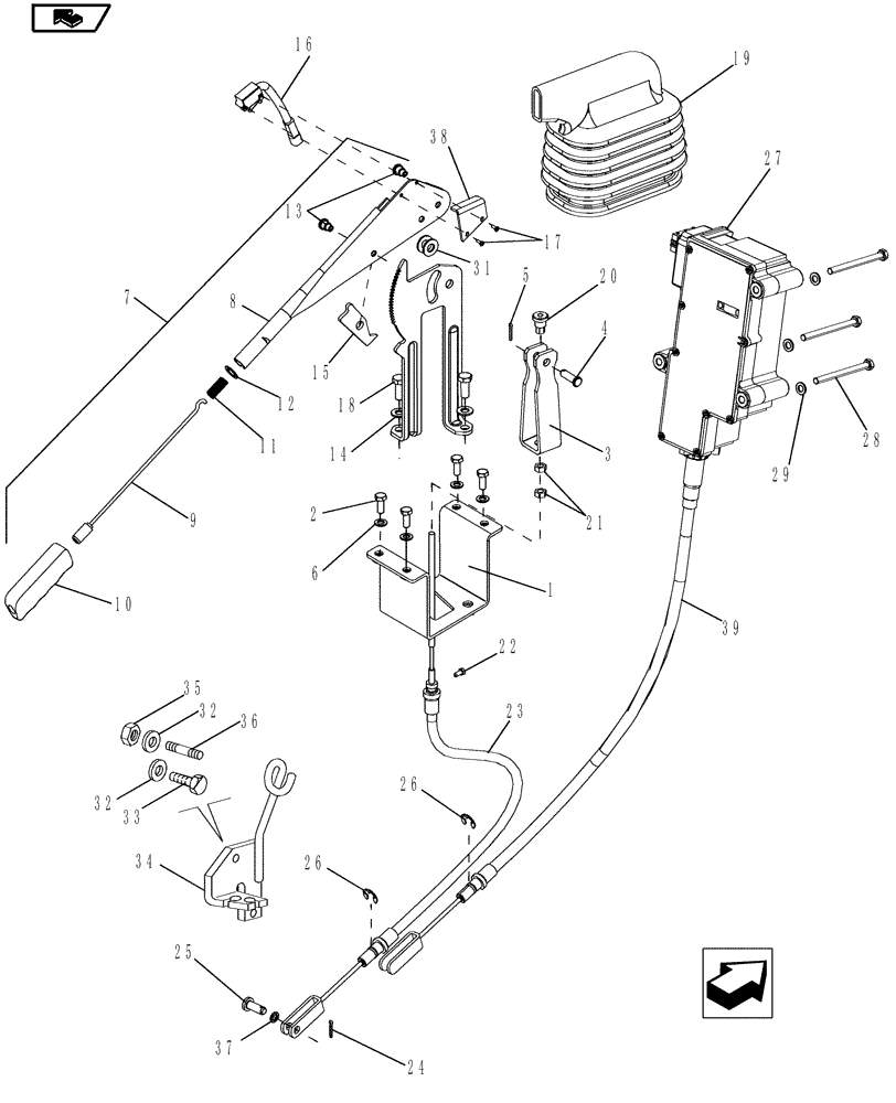 Схема запчастей Case IH MAGNUM 190 - (33.110.02) - HANDBRAKE CONTROL (33) - BRAKES & CONTROLS
