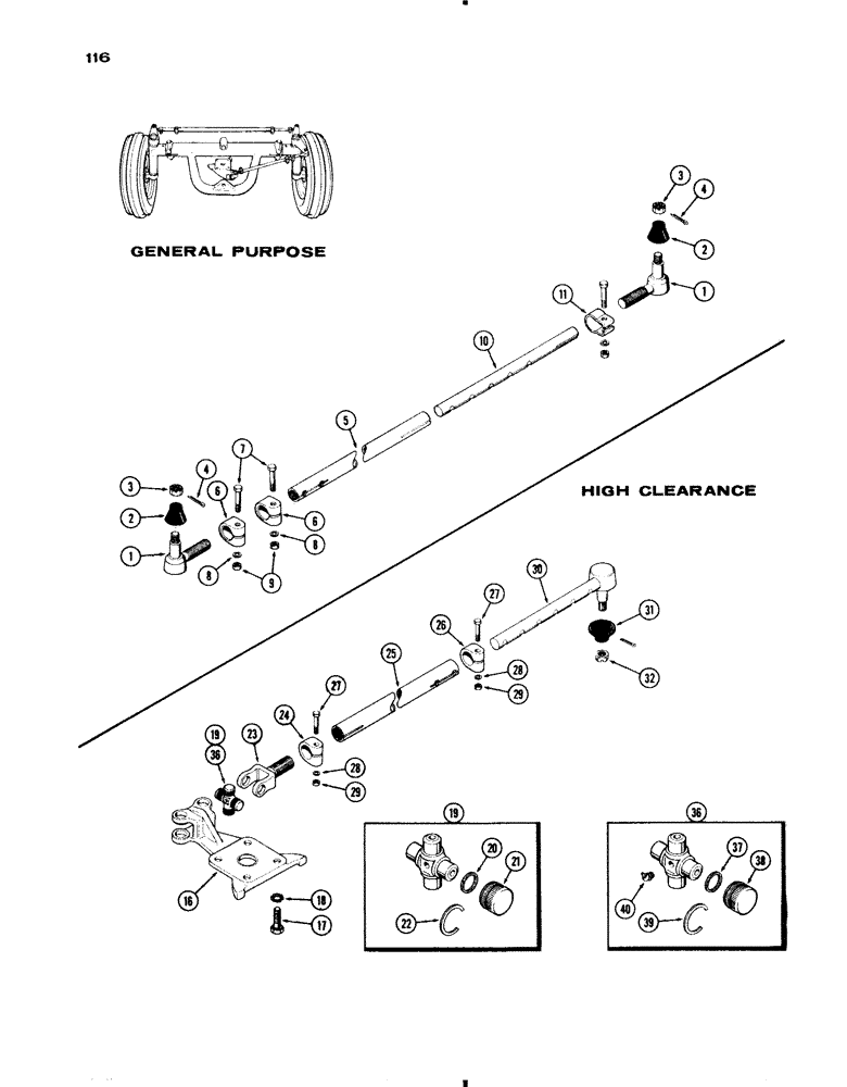 Схема запчастей Case IH 730 SERIES - (116) - TIE RODS, GEN PURP & HIGH CLEARANCE, 48" TO 73" & 53" TO 82" TREAD, USED PRIOR TO TRAC. S/N 8332878 (05) - STEERING