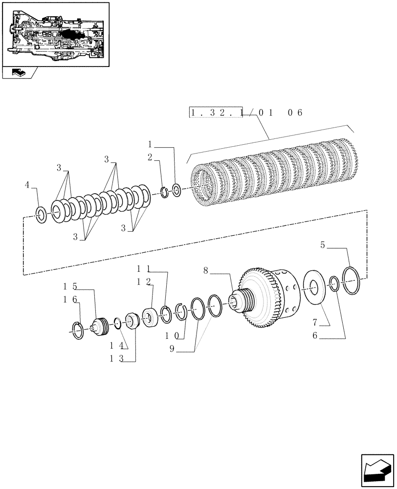 Схема запчастей Case IH PUMA 140 - (1.32.1/01[07]) - FULL POWER-SHIFT TRANSM. 18X6 AND 19X6 - CENTRAL REDUCTION GEARS (VAR.330285) (03) - TRANSMISSION