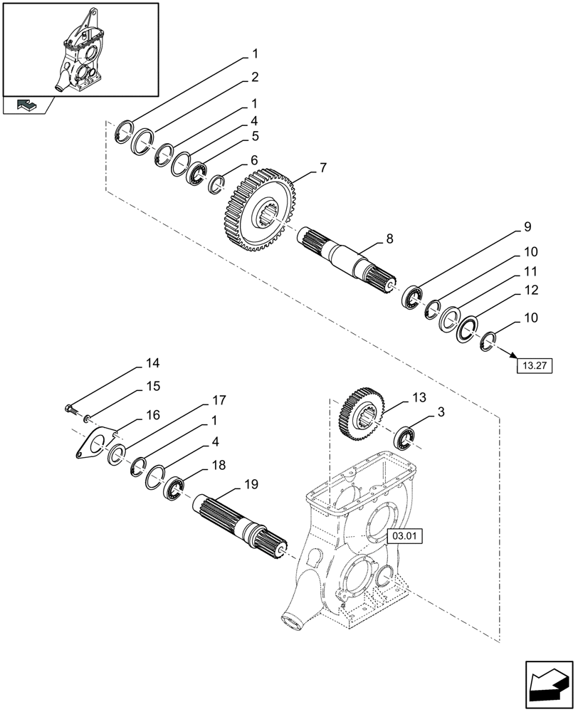 Схема запчастей Case IH LBX332R - (03.03[01]) - MAIN GEARBOX (03) - MAIN GEARBOX