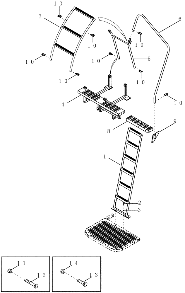 Схема запчастей Case IH CPX620 - (09F-09) - STEPS LADDERS - BASKET LID - 6 ROW WIDE (12) - CHASSIS