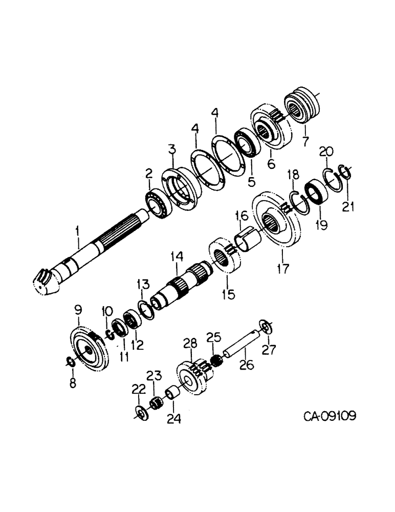 Схема запчастей Case IH 385 - (07-04) - DRIVE TRAIN, RANGE TRANSMISSION, IN REAR FRAME (04) - Drive Train