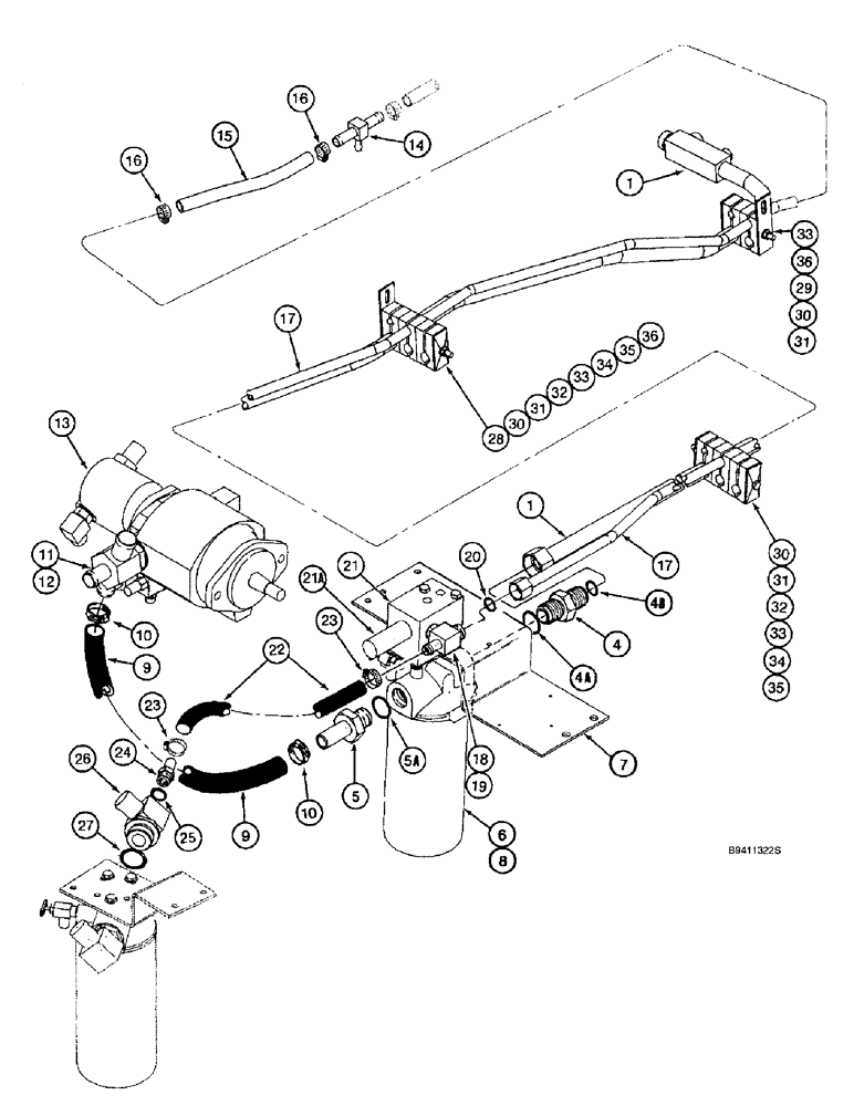 Схема запчастей Case IH 2166 - (8-22) - AUXILIARY PUMP RETURN SYSTEM (07) - HYDRAULICS