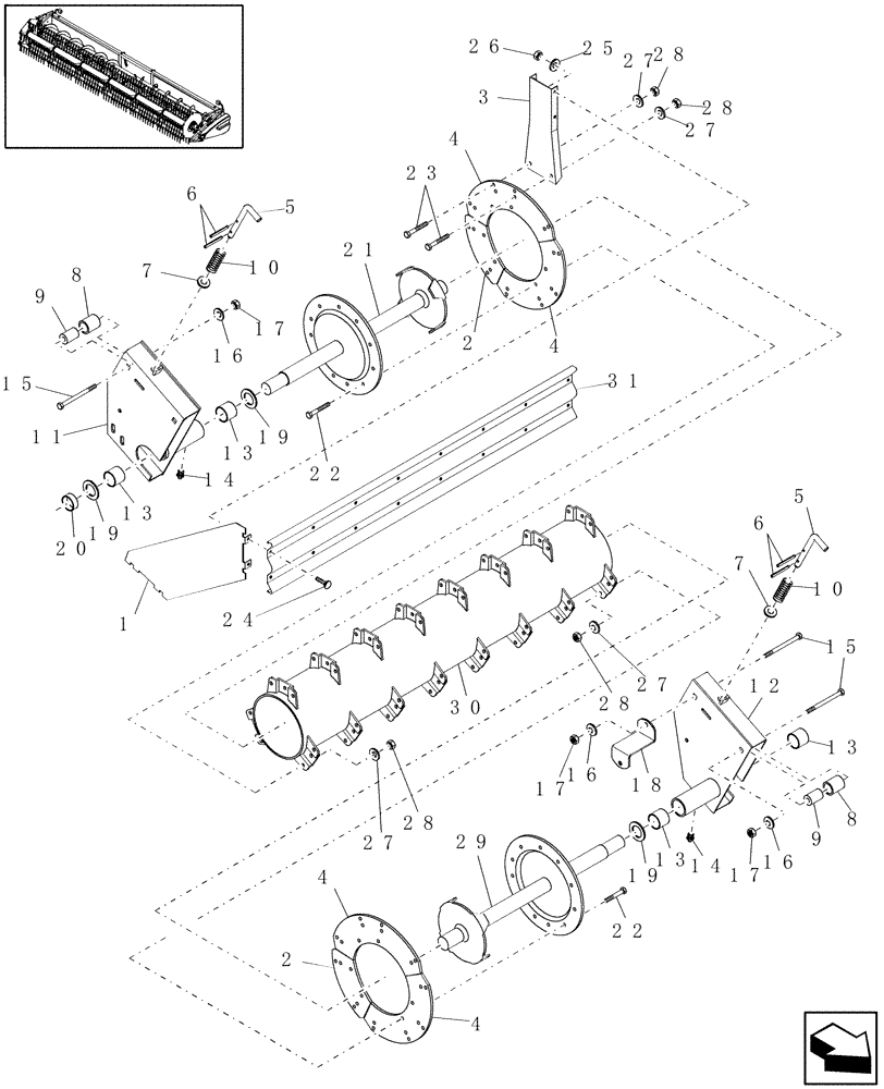 Схема запчастей Case IH 2020 - (20.13.31[1]) - BAT REEL, HCC INC, BPIN CBJ020205 [INCLUDES ALL HAJ PINS] (58) - ATTACHMENTS/HEADERS