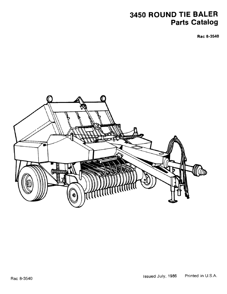 Схема запчастей Case IH 3450 - (01-1) - 3450 ROUND TIE BALER 