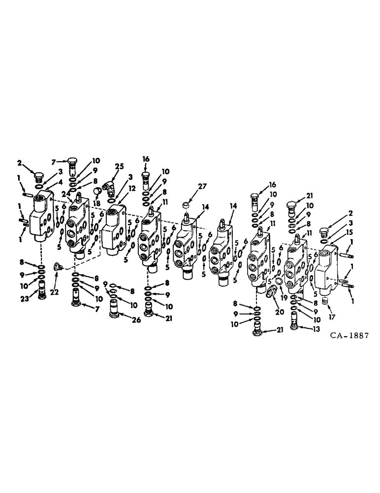Схема запчастей Case IH 574 - (10-47) - HYDRAULICS, BACKHOE HYDRAULIC VALVE BANK (07) - HYDRAULICS