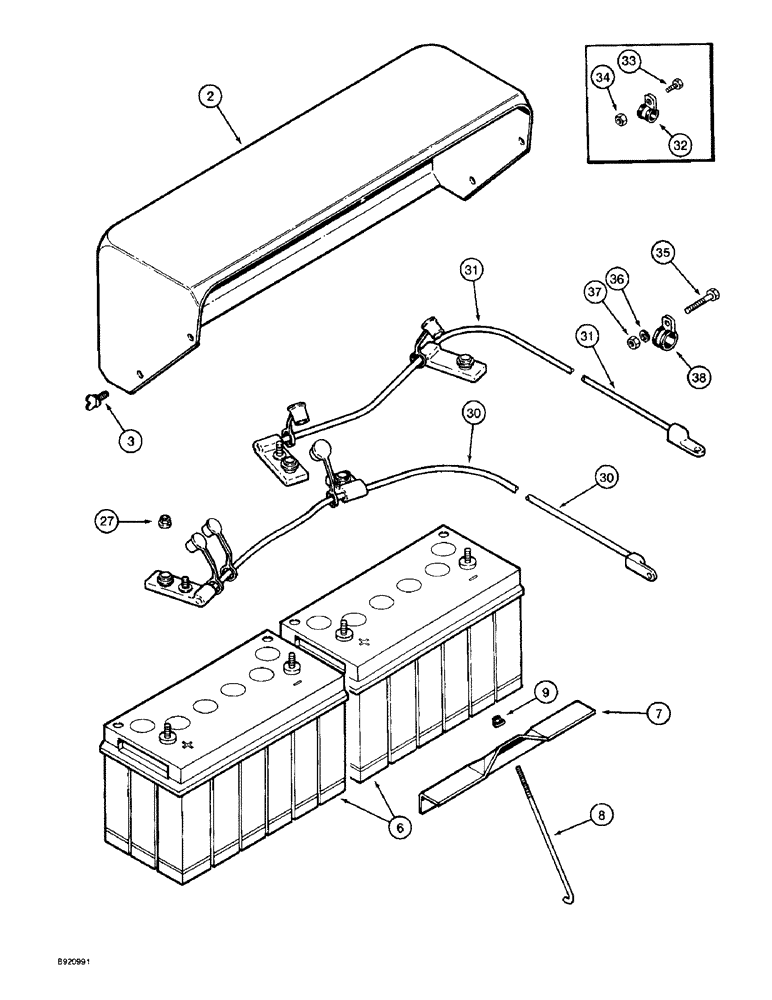 Схема запчастей Case IH 1800 - (4-42) - BATTERY COVER, BATTERY AND CABLES (06) - ELECTRICAL SYSTEMS