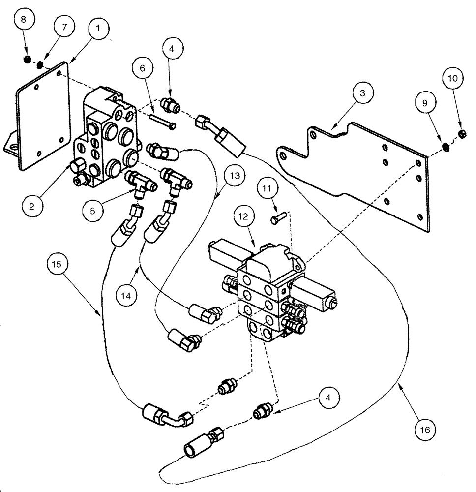 Схема запчастей Case IH L405 - (08-28) - MOUNTING BRACKETS EXTERNAL VALVE 3 Function - C50 - C60 With Self Leveling (08) - HYDRAULICS