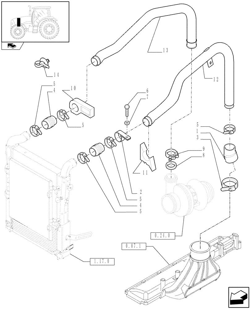 Схема запчастей Case IH PUMA 165 - (1.19.6) - INTERCOOLER AND CONDENSER - PIPES (02) - ENGINE EQUIPMENT