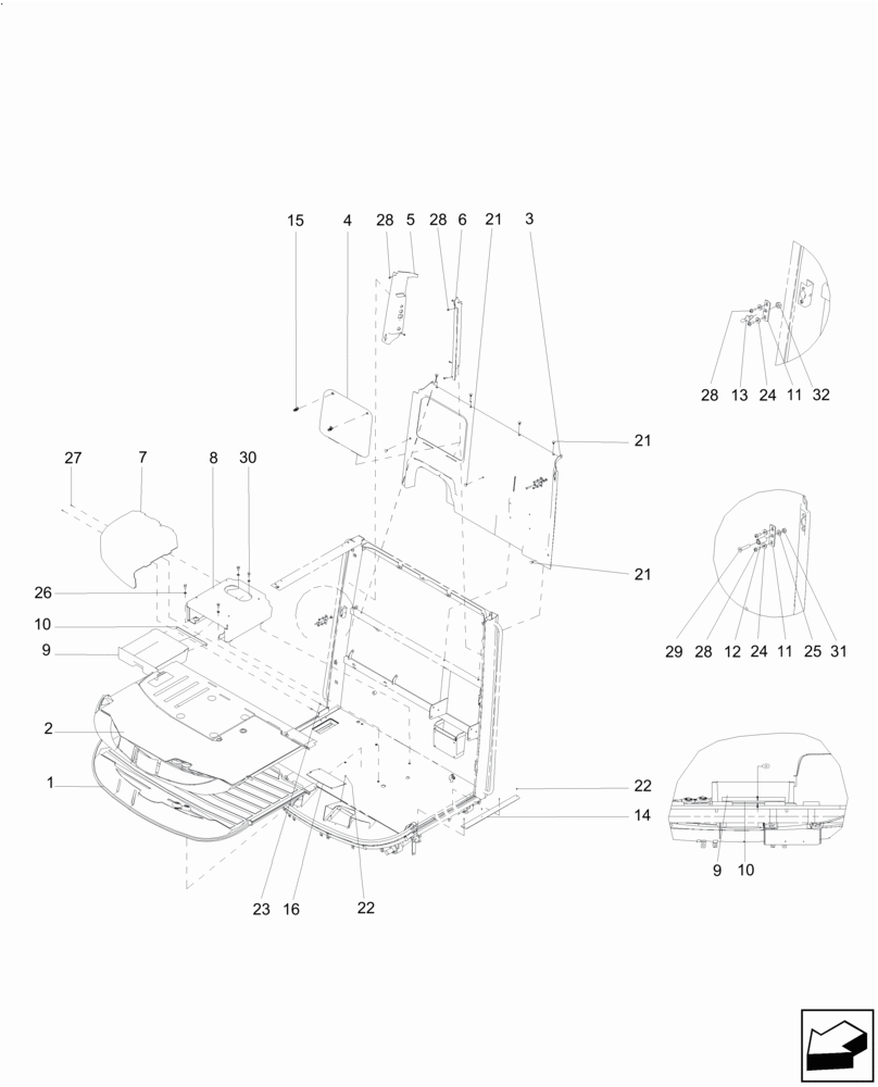 Схема запчастей Case IH A8800 - (90.160.AR[01]) - CABIN TRIM AND COVERS (90) - PLATFORM, CAB, BODYWORK AND DECALS