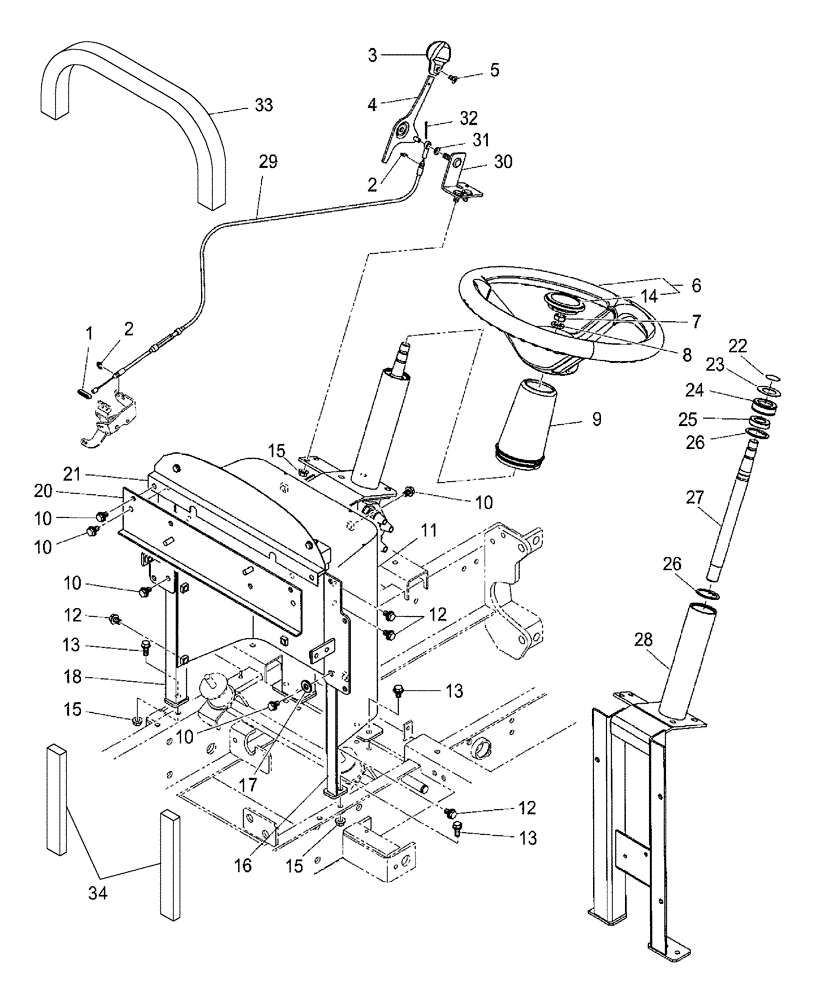 Схема запчастей Case IH DX18E - (04.04) - STEERING & STEERING COLUMN (04) - FRONT AXLE & STEERING