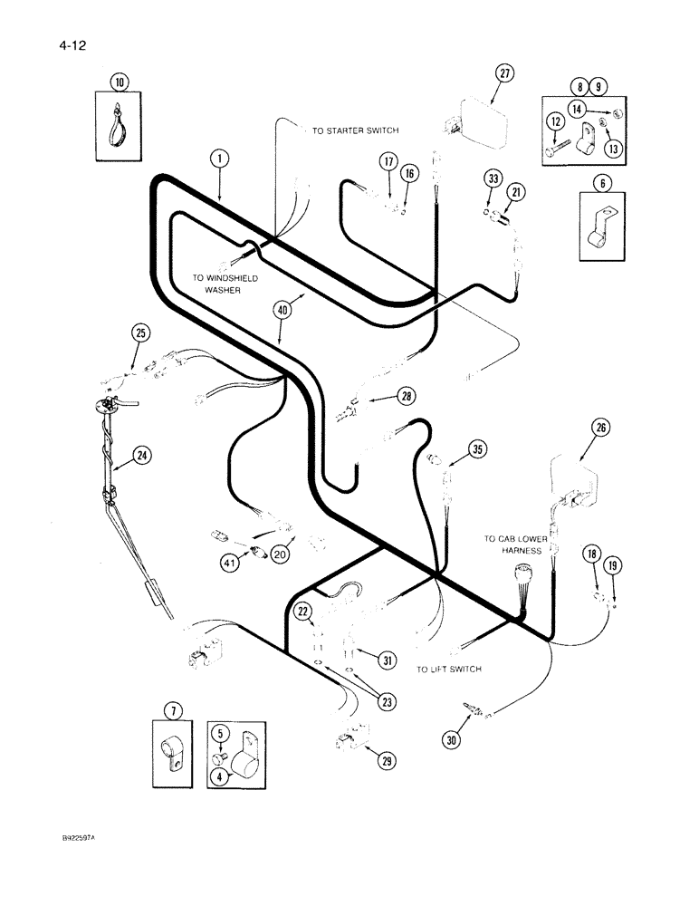 Схема запчастей Case IH 7140 - (4-012) - TRANSMISSION HARNESS, TRANSMISSION S/N AJB0001514 THROUGH AJB0041224 (04) - ELECTRICAL SYSTEMS