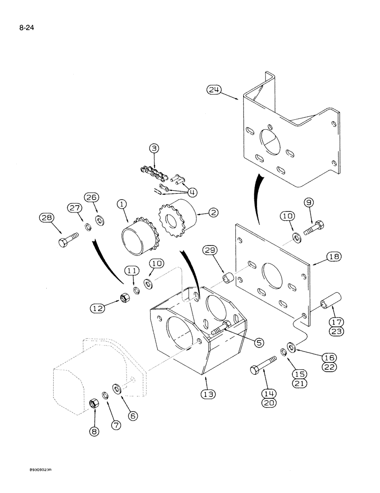 Схема запчастей Case IH 950 - (8-024) - BLOWER PUMP MOUNTING PARTS, 24 ROW NARROW, FRONT FOLD (08) - HYDRAULICS
