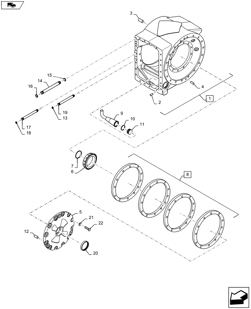 Схема запчастей Case IH STEIGER 350 - (27.106.01) - AXLE - ASSY - 315 SERIES - CENTER & LH BEARING ASSY. (27) - REAR AXLE SYSTEM