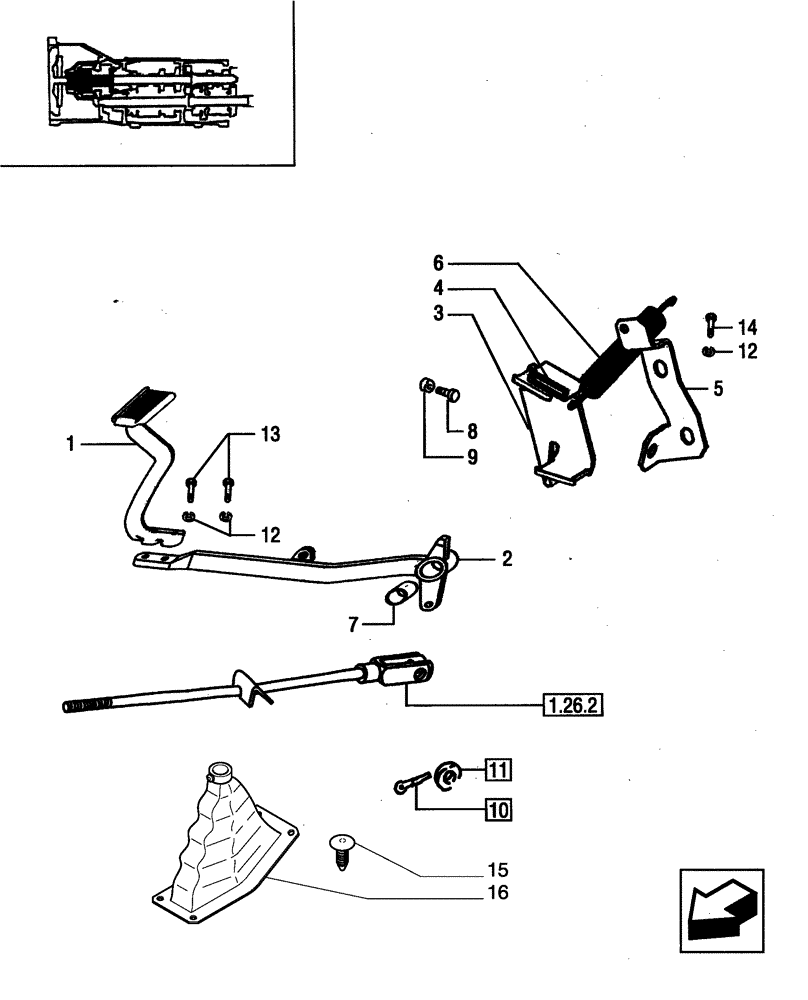 Схема запчастей Case IH JX65 - (1.26.0) - PEDAL COUPLING CONTROLS (03) - TRANSMISSION