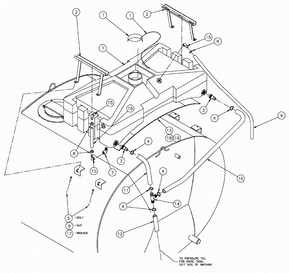 Схема запчастей Case IH SPX3200 - (09-010) - RINSE TANK GROUP Liquid Plumbing