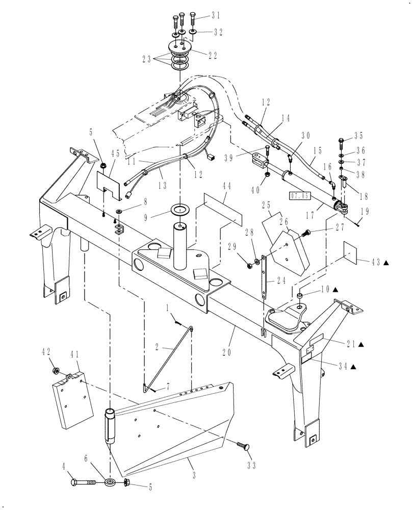 Схема запчастей Case IH DCX131 - (12.09) - TRAIL FRAME, REAR (12) - MAIN FRAME
