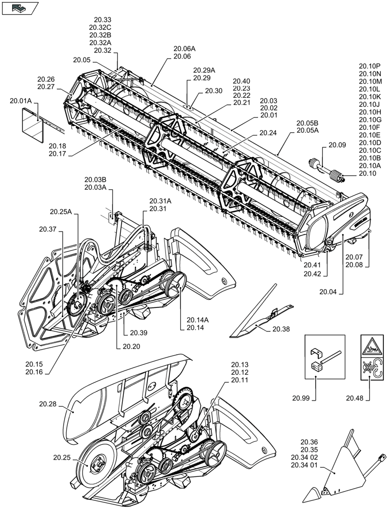 Схема запчастей Case IH 2050 - (20.00[01]) - PICTORIAL OVERVIEW 1/1 - HEADER (20) - HEADER