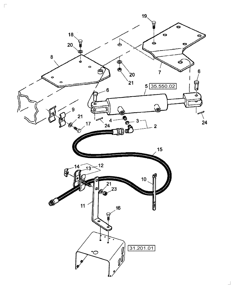 Схема запчастей Case IH SB521 - (35.550.01) - HYDRAULIC TONGUE SWING (35) - HYDRAULIC SYSTEMS