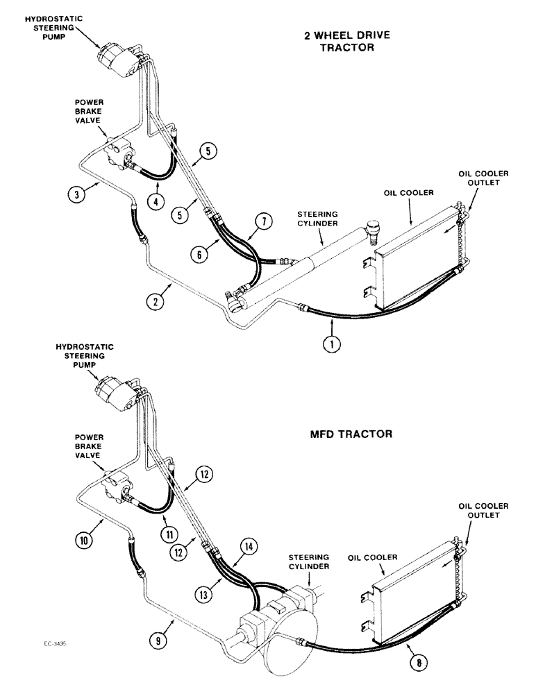 Схема запчастей Case IH 2096 - (1-016) - PICTORIAL INDEX, STEERING HYDRAULICS, TWO WHEEL DRIVE TRACTORS (00) - PICTORIAL INDEX