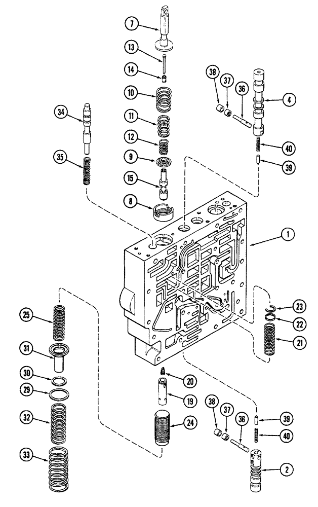 Схема запчастей Case IH 7240 - (6-036) - TRANSMISSION CONTROL VALVE ASSEMBLY, BODY SECTION, CREEPER VALVE BODY AND LOWER PLATE (06) - POWER TRAIN