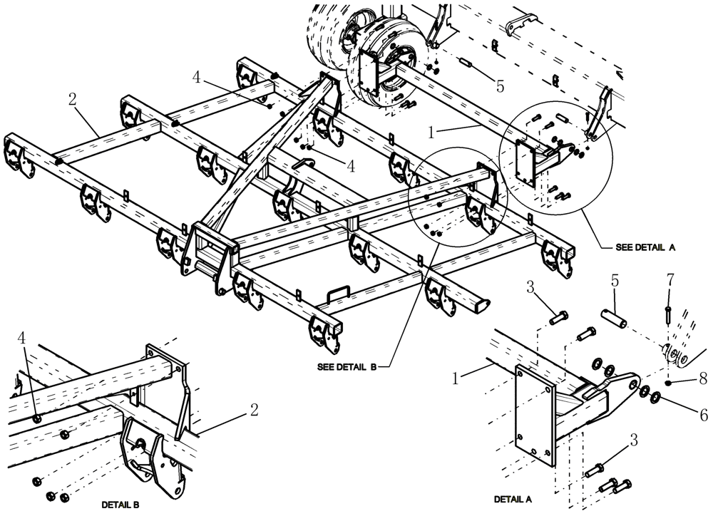 Схема запчастей Case IH 800 - (39.100.16) - OUTER TOOLBAR FRAME (60 AND 70) (39) - FRAMES AND BALLASTING