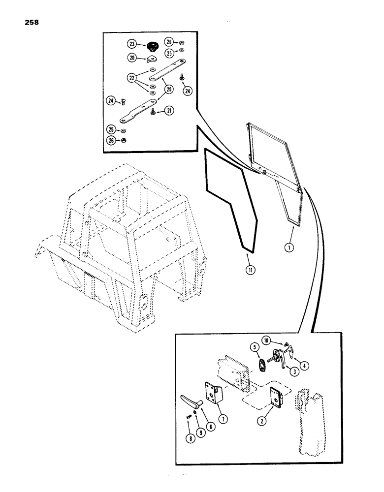 Схема запчастей Case IH 1070 - (258) - CAB, DOOR, BETTENDORF (09) - CHASSIS/ATTACHMENTS