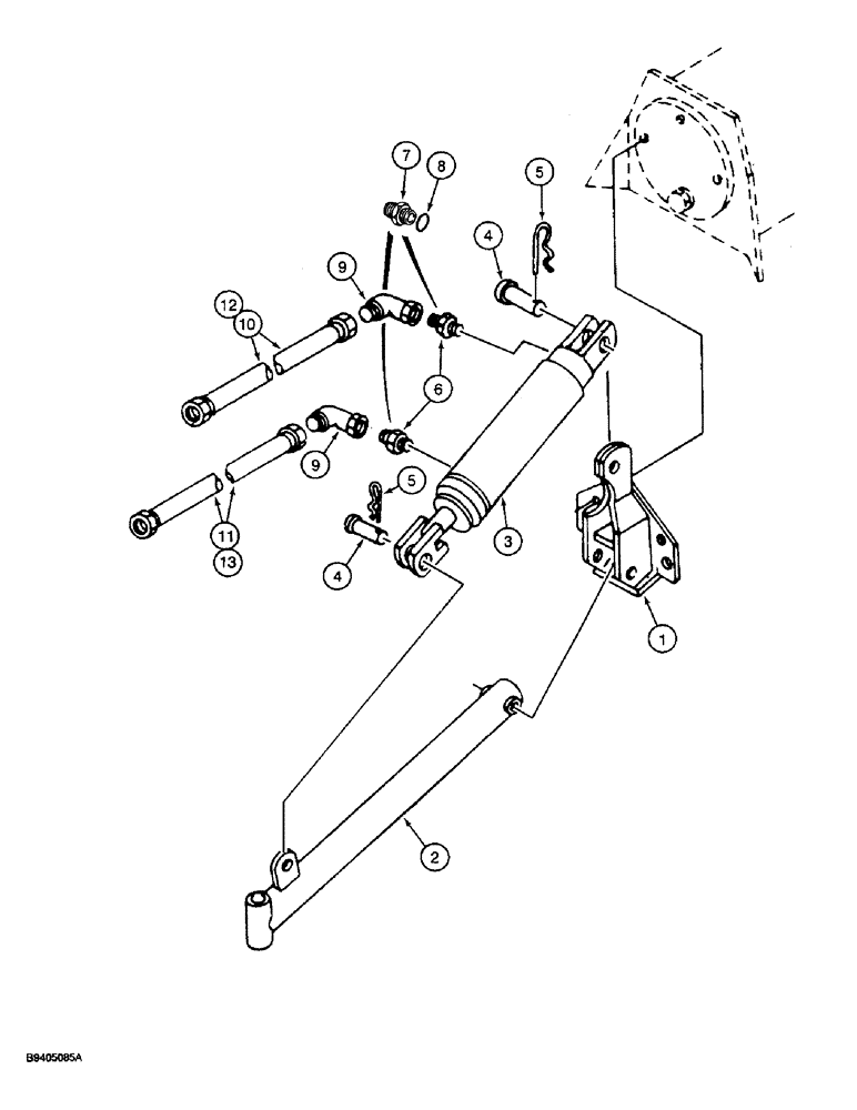 Схема запчастей Case IH 20 - (8-08) - HYDRAULIC HOSES AND CYLINDER, USED WITH SINGLE GAUGE WHEEL ATTACHMENT, MODEL 20, 30 AND 40 BLADE (08) - HYDRAULICS
