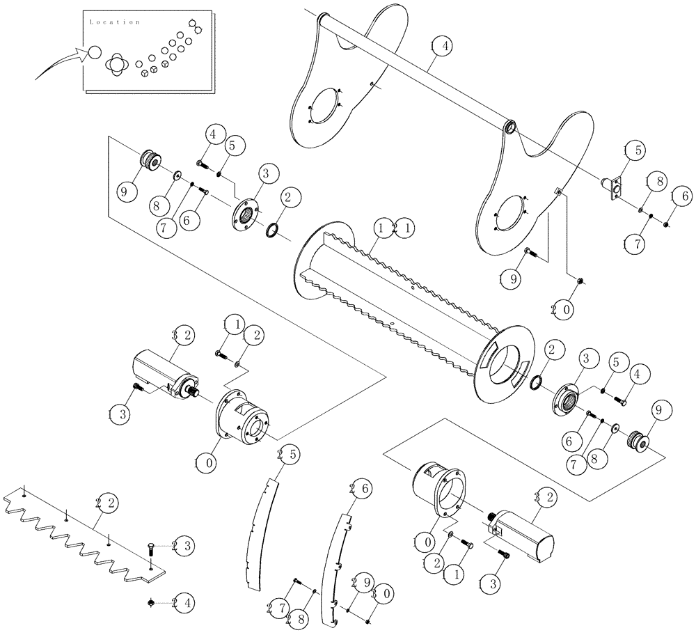 Схема запчастей Case IH 7000 - (A05.01[01]) - Power Knockdown Roller {Standard} (60) - PRODUCT FEEDING