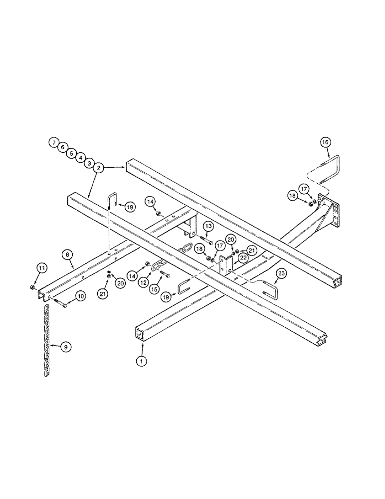Схема запчастей Case IH 4200 - (09-22) - FIVE BAR ADJUSTING SPIKE HARROW MOUNTING FRAME, (11 FT 10 INCH MULCH FINISHER (09) - CHASSIS/ATTACHMENTS