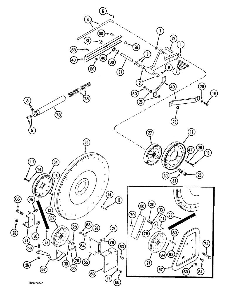 Схема запчастей Case IH 1688 - (9A-04) - RIGHT HAND SIDE BELT DRIVE (13) - FEEDER